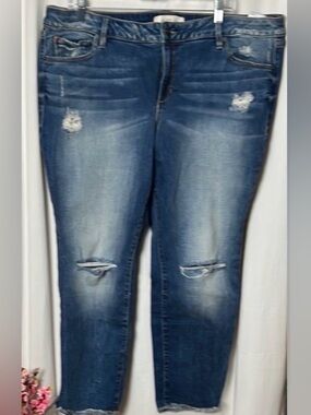 Slink Jeans Distressed Frayed Hem Crop Skinny Size 20